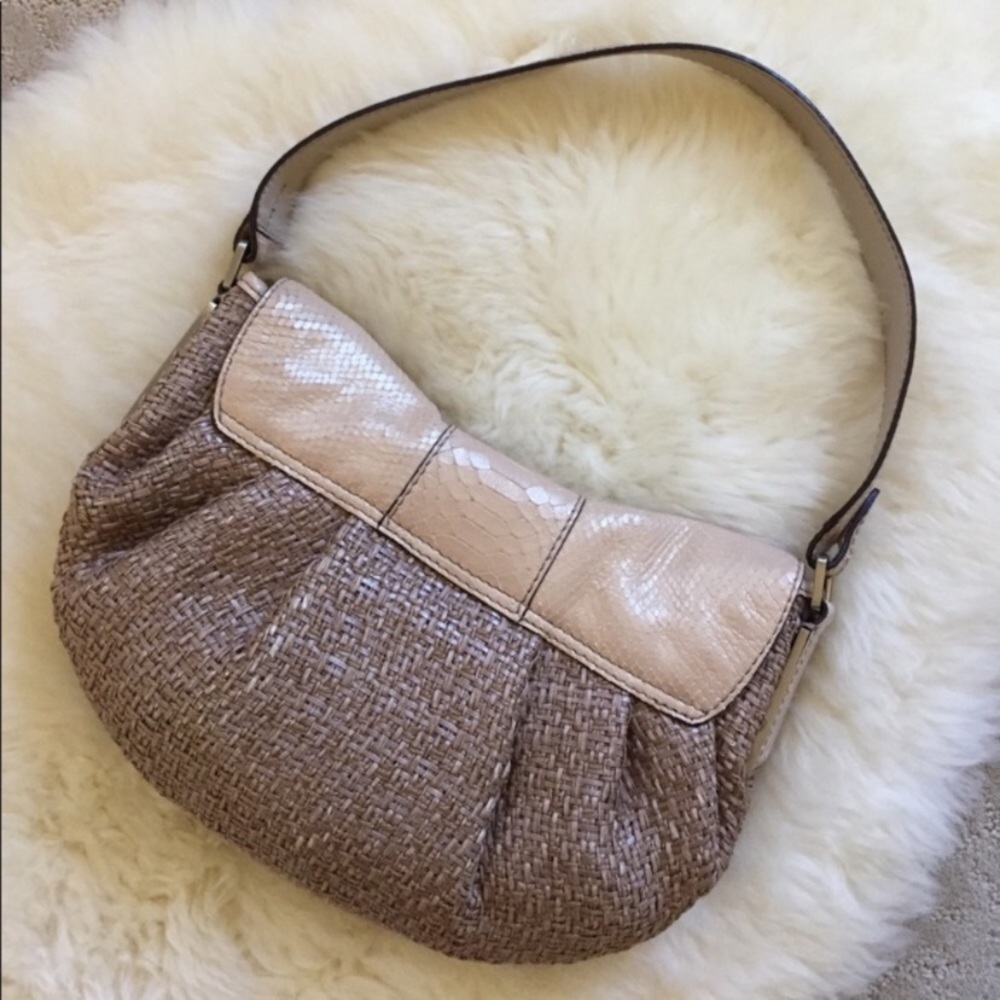 Calvin Klein Straw & Leather Shoulder Bag - Picture 3 of 8